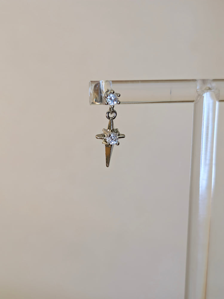 Dangle starburst stud piercing surgical steel earring (1pc)