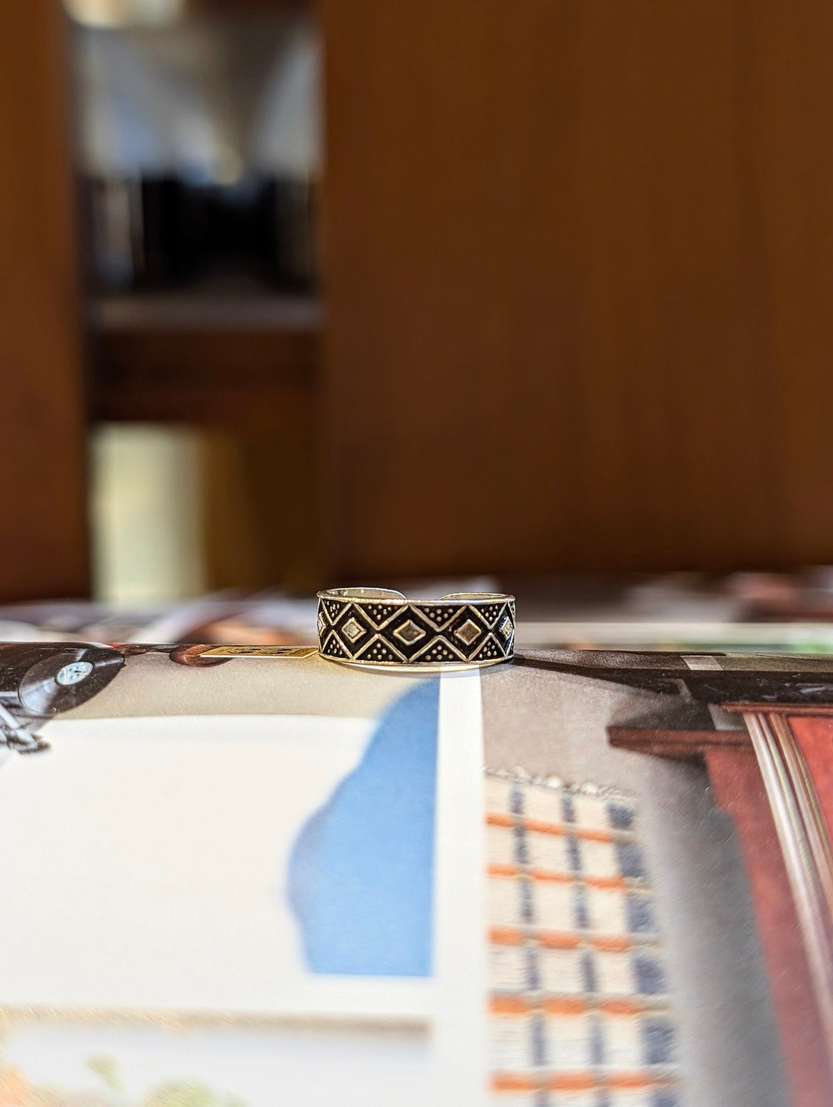 Argyle band 925 Silver Pinky Ring