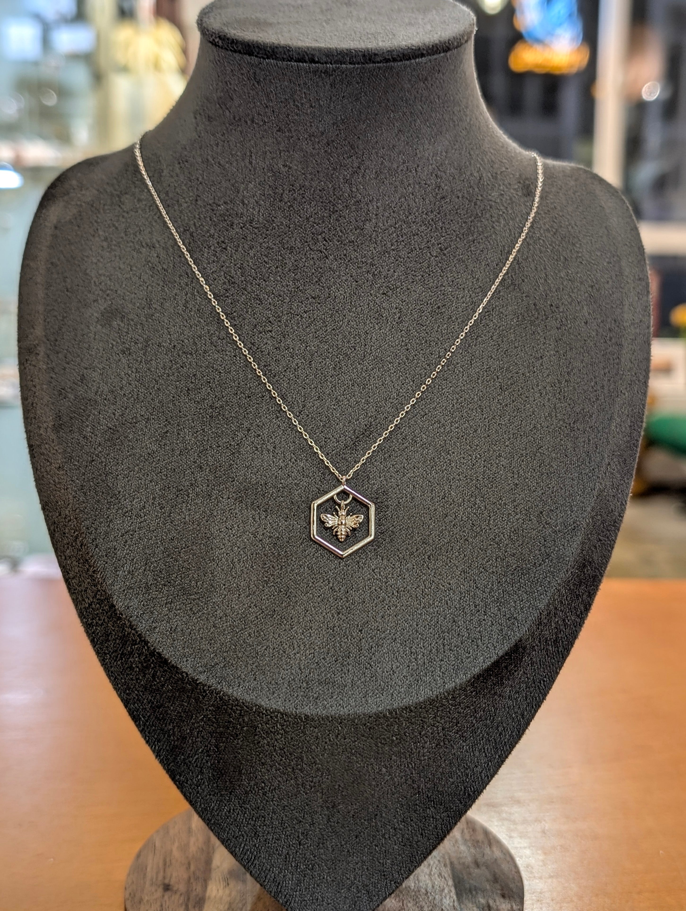 Hexagon Bee Pendant