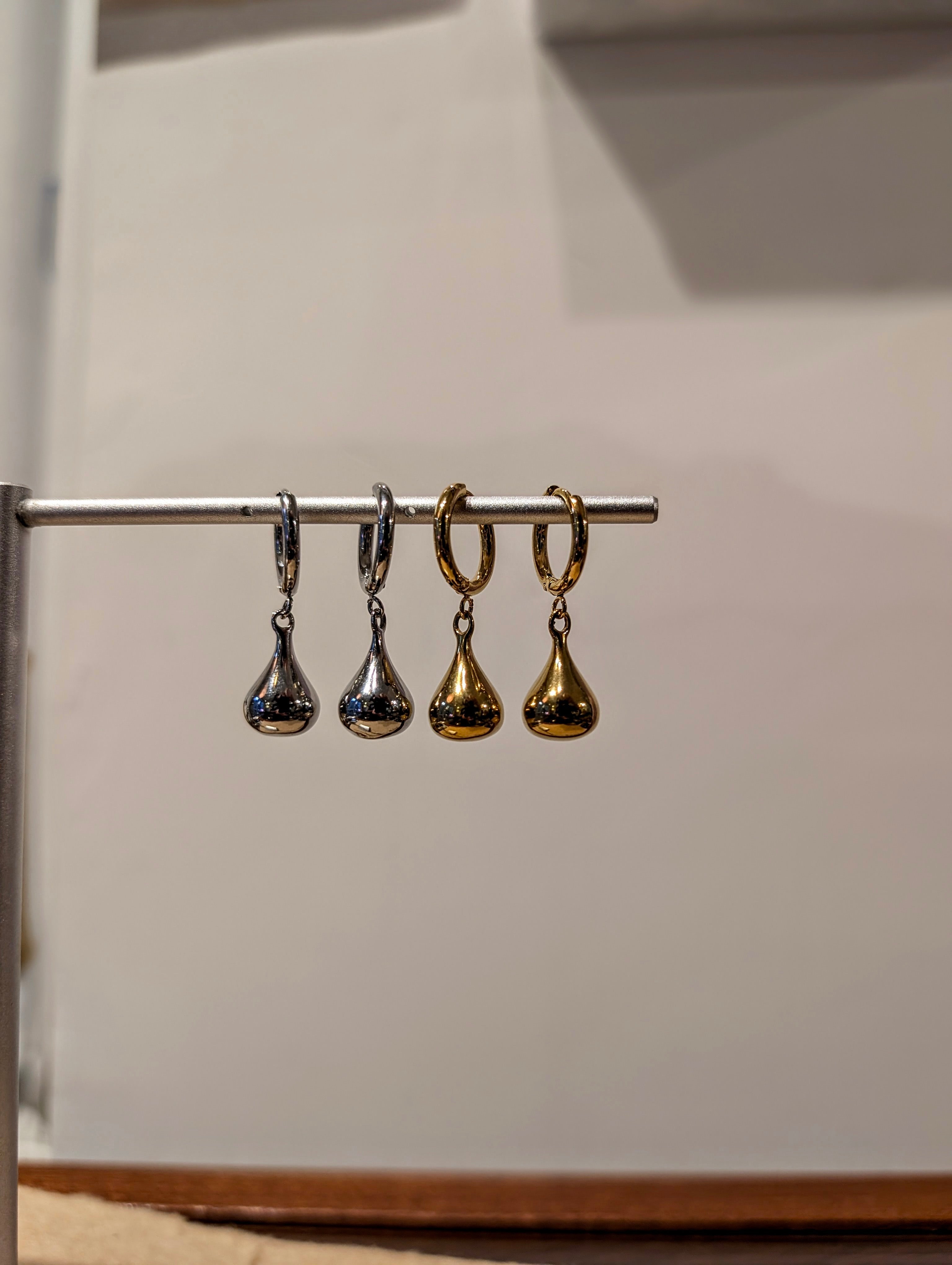 Molten Waterdrop Hoop Stainless Steel Earrings