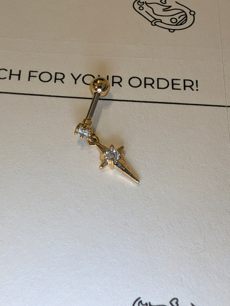 Dangle starburst stud piercing surgical steel earring (1pc)