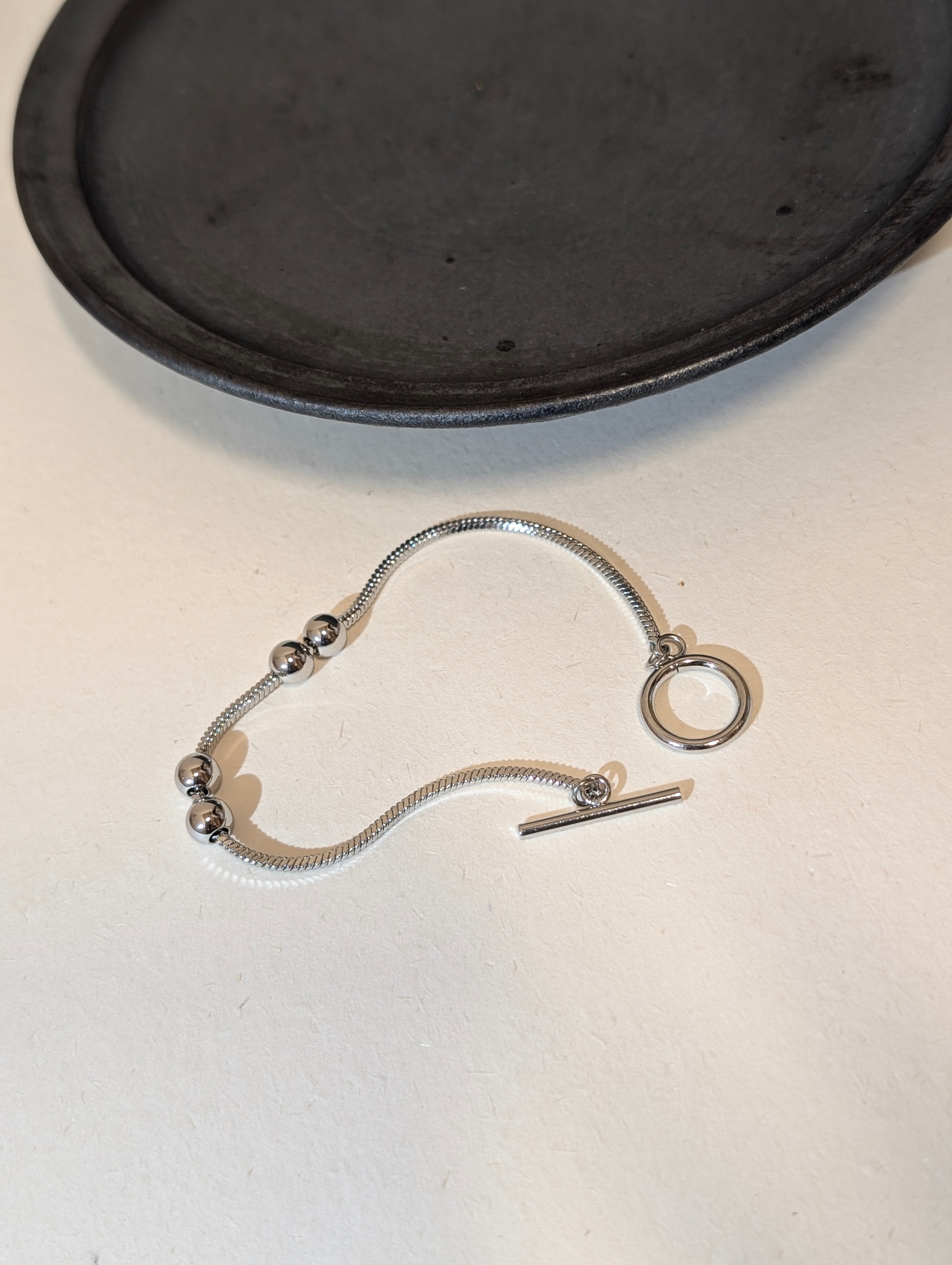 Linear Orb Stainless Steel Bracelet