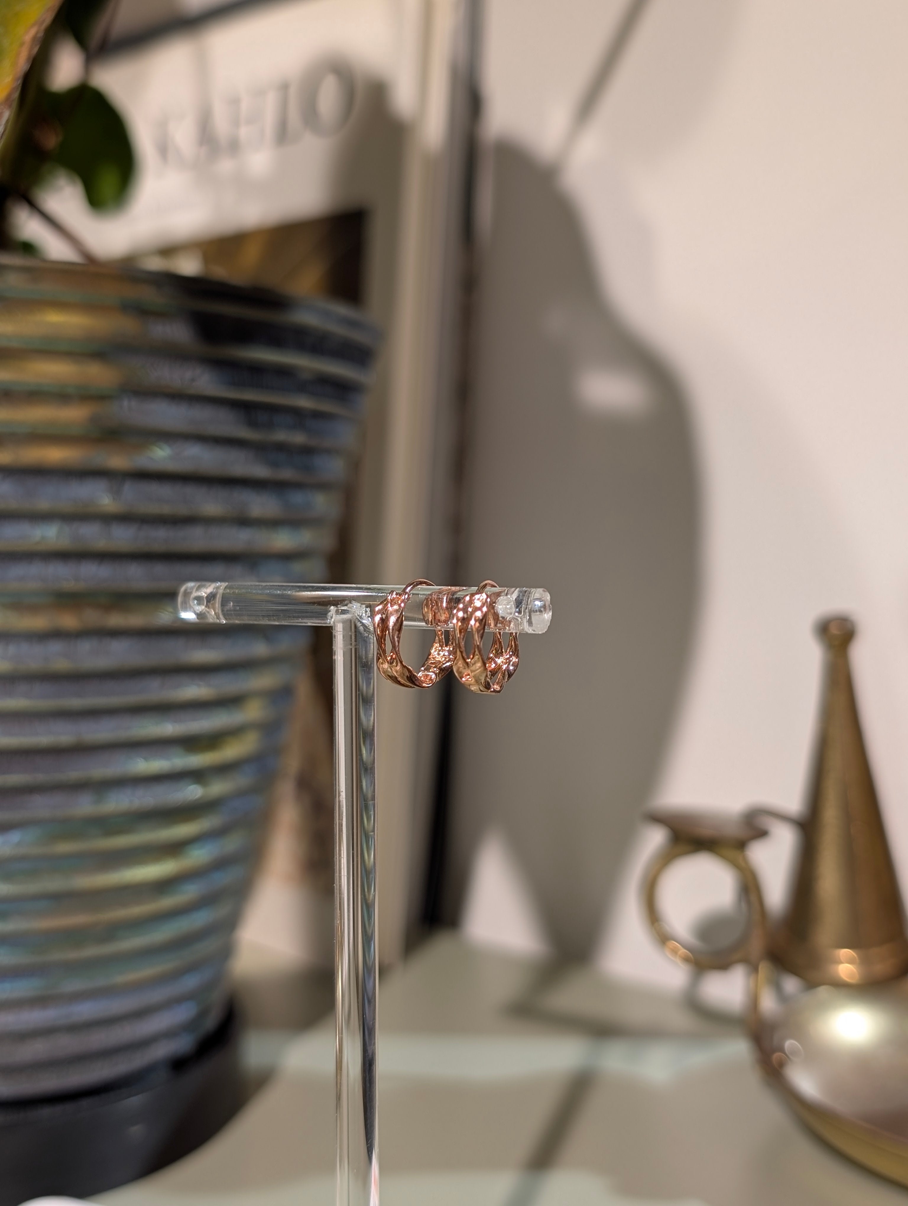 Double wavy 925 silver earrings
