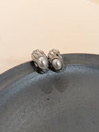 Pearl vintage style brass earrings