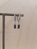 Stainless steel hoop drop cz earrings