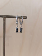 Stainless steel hoop drop cz earrings
