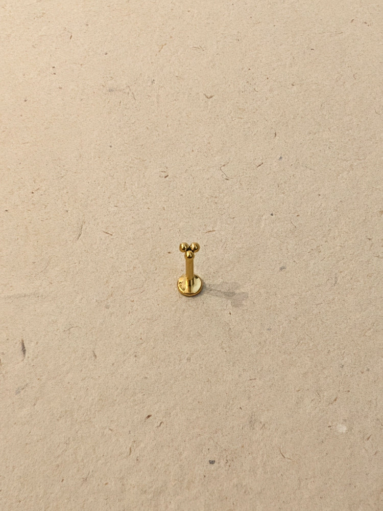 Titanium Trio Bead Flat Back Stud (ASTM F136)
