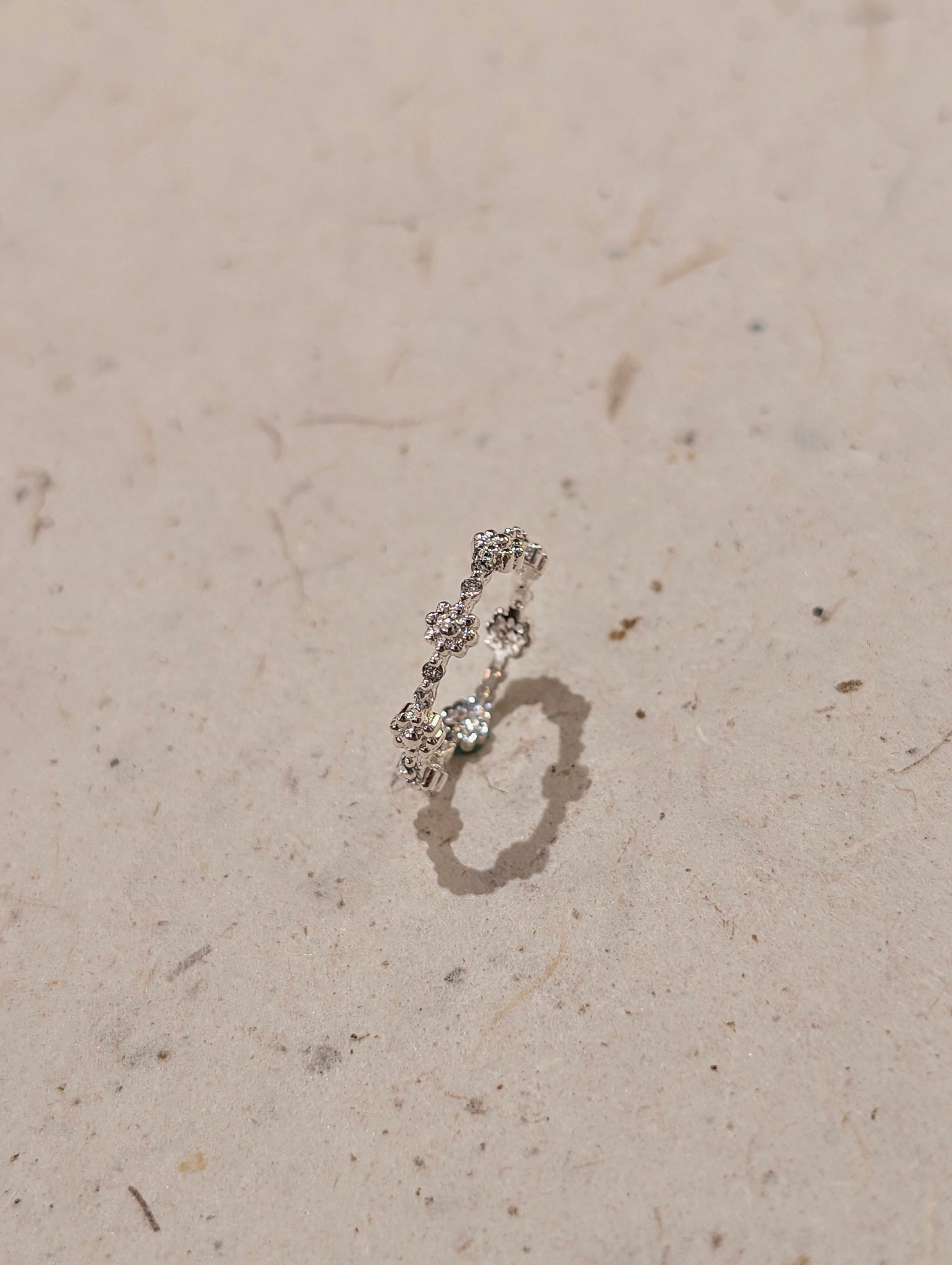 Flora Pavé 925 Silver Pinky Ring