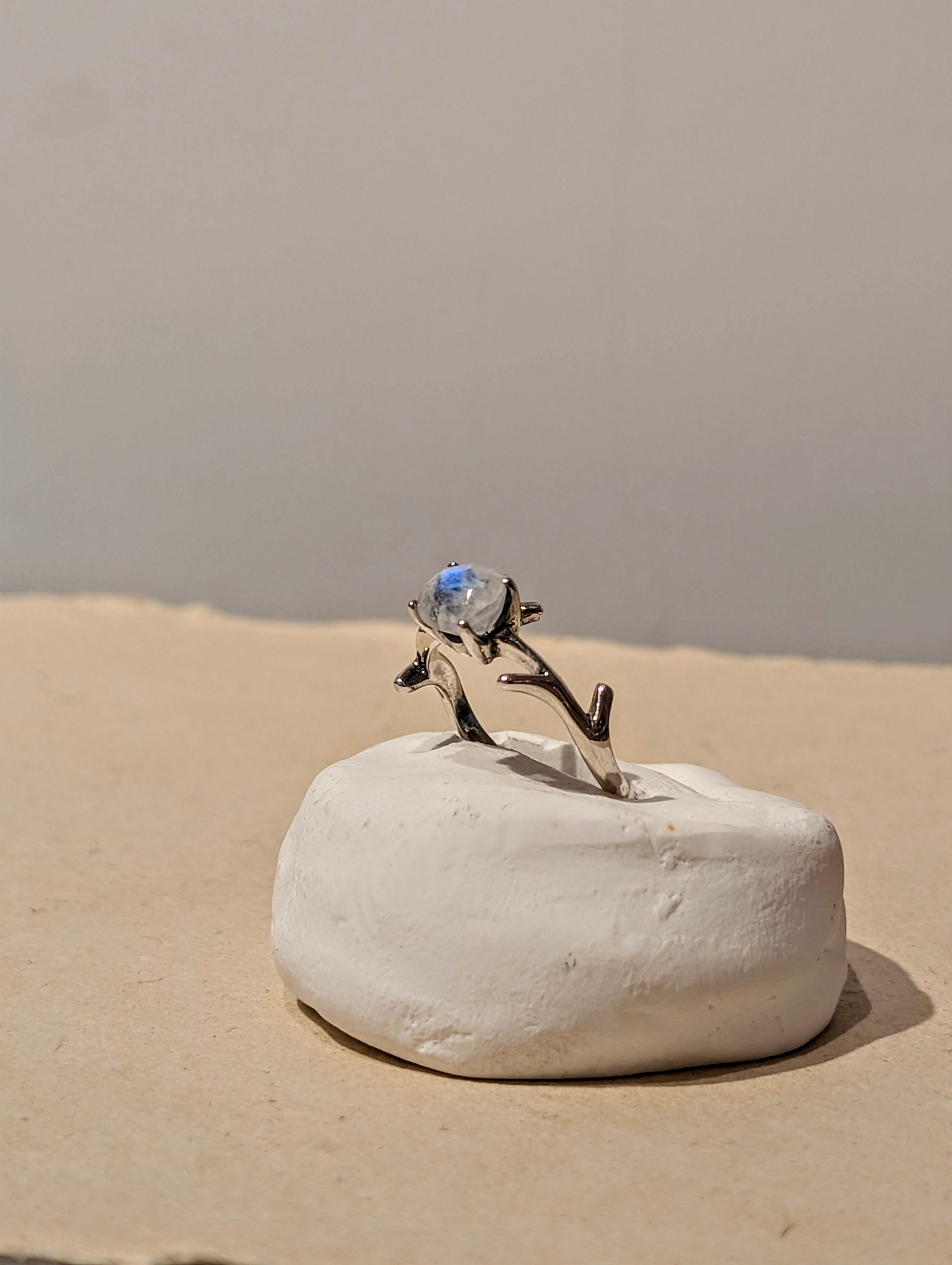 Blue moonstone 925 silver ring