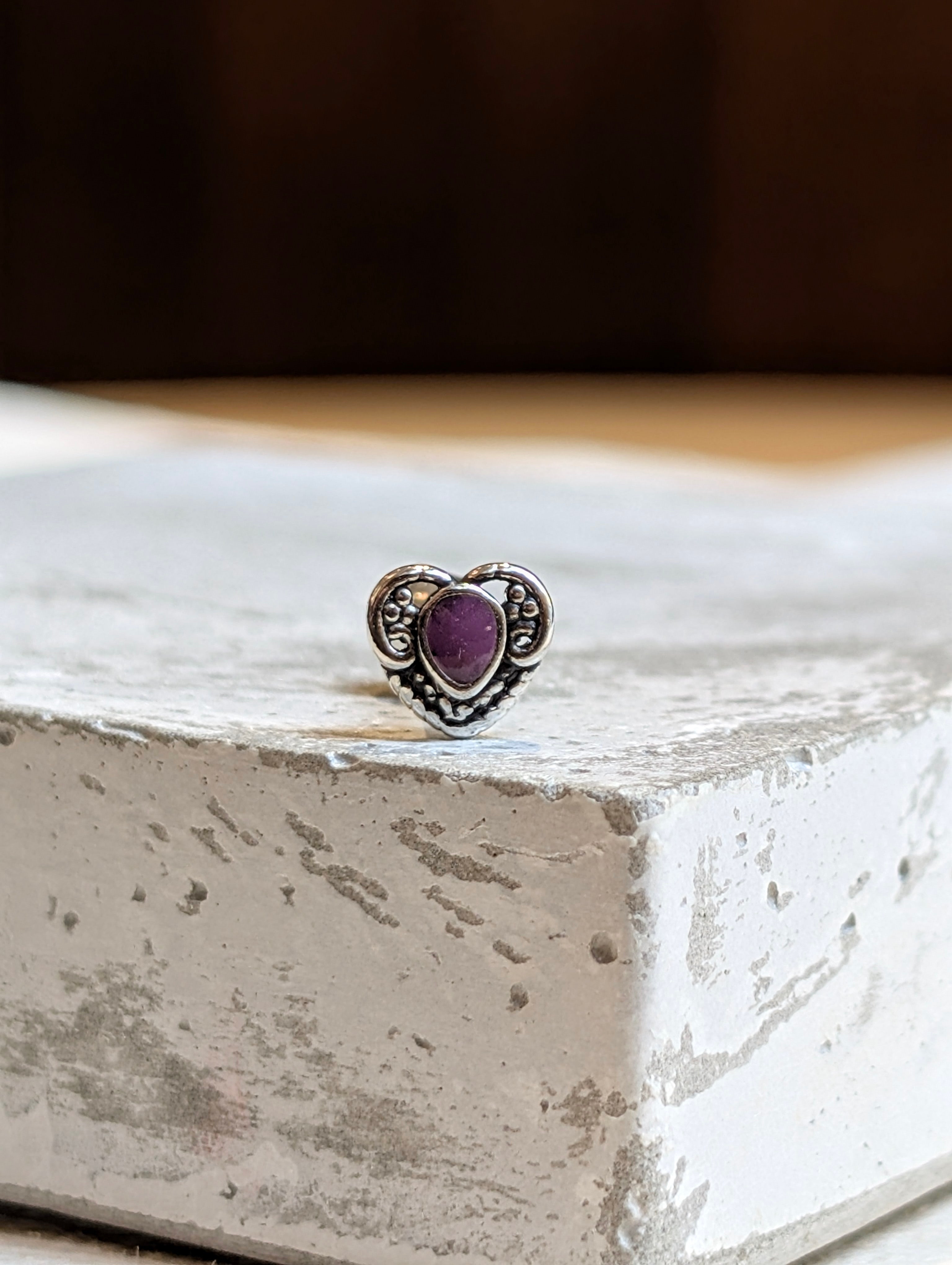 Dual‑Tone Heart Stud Surgical Steel Earring (1pc)
