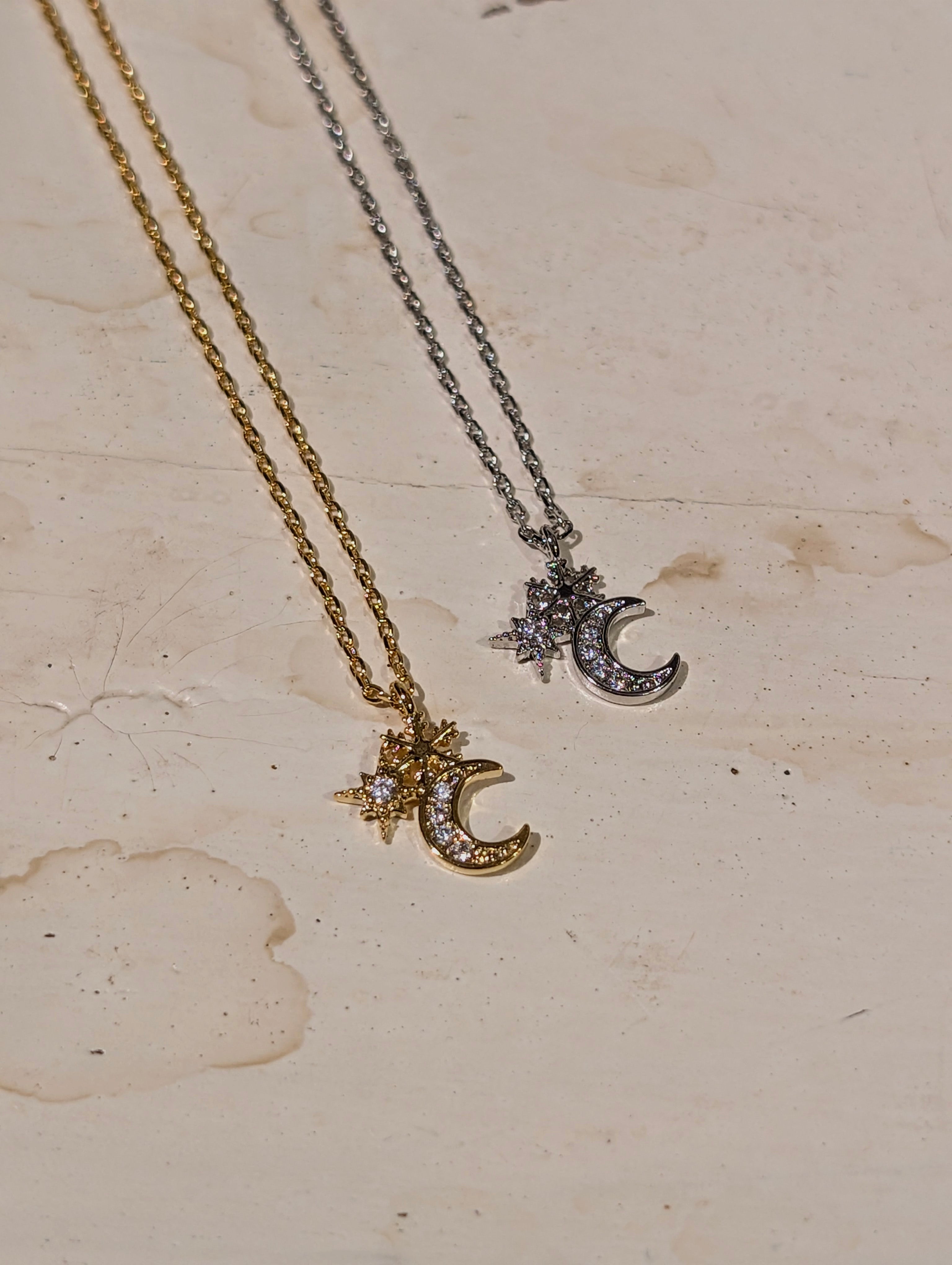 Crescent and star necklace