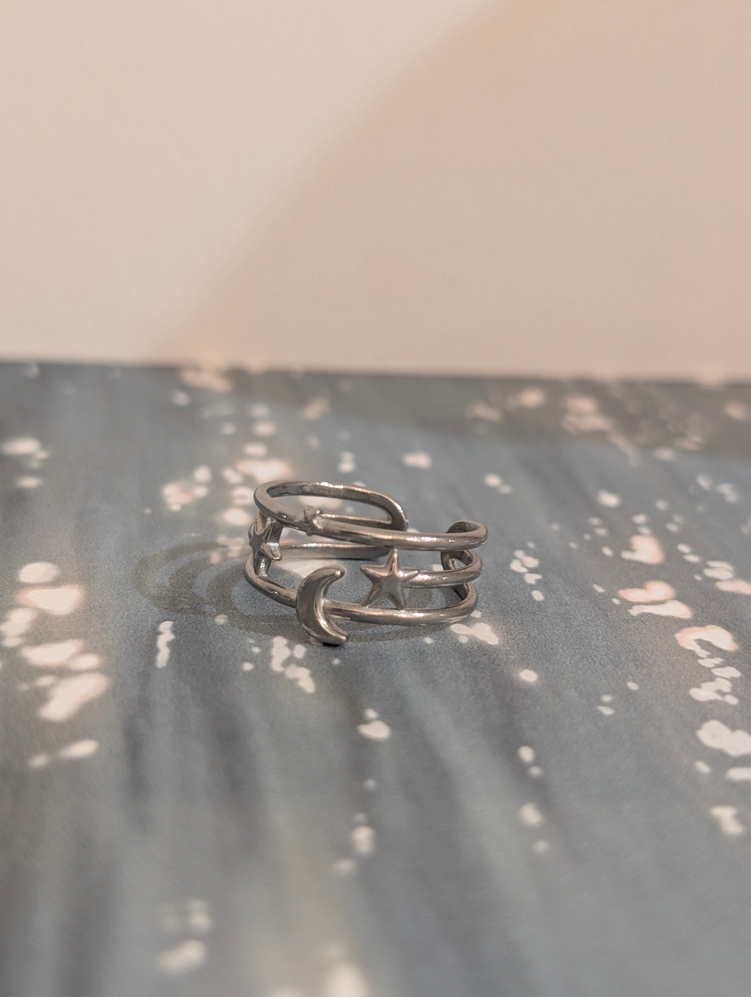 Crescent star stainless steel ring