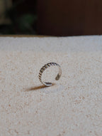 Striped 925 Silver Pinky Ring