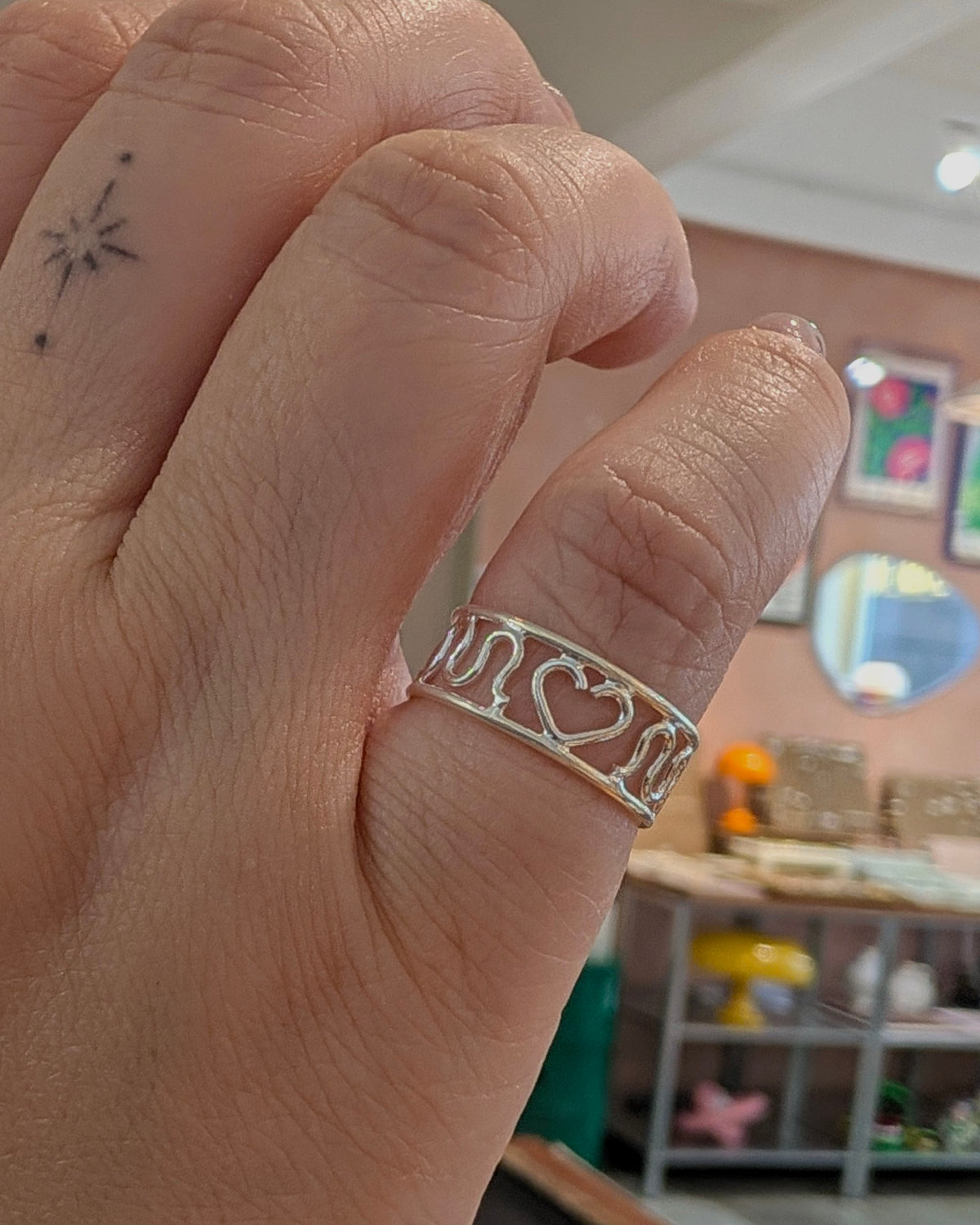 Outline Heart Band 925 Silver Ring