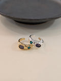 Stud coloured faux stone brass ring