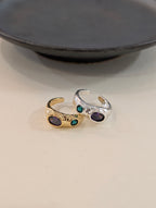 Stud coloured faux stone brass ring