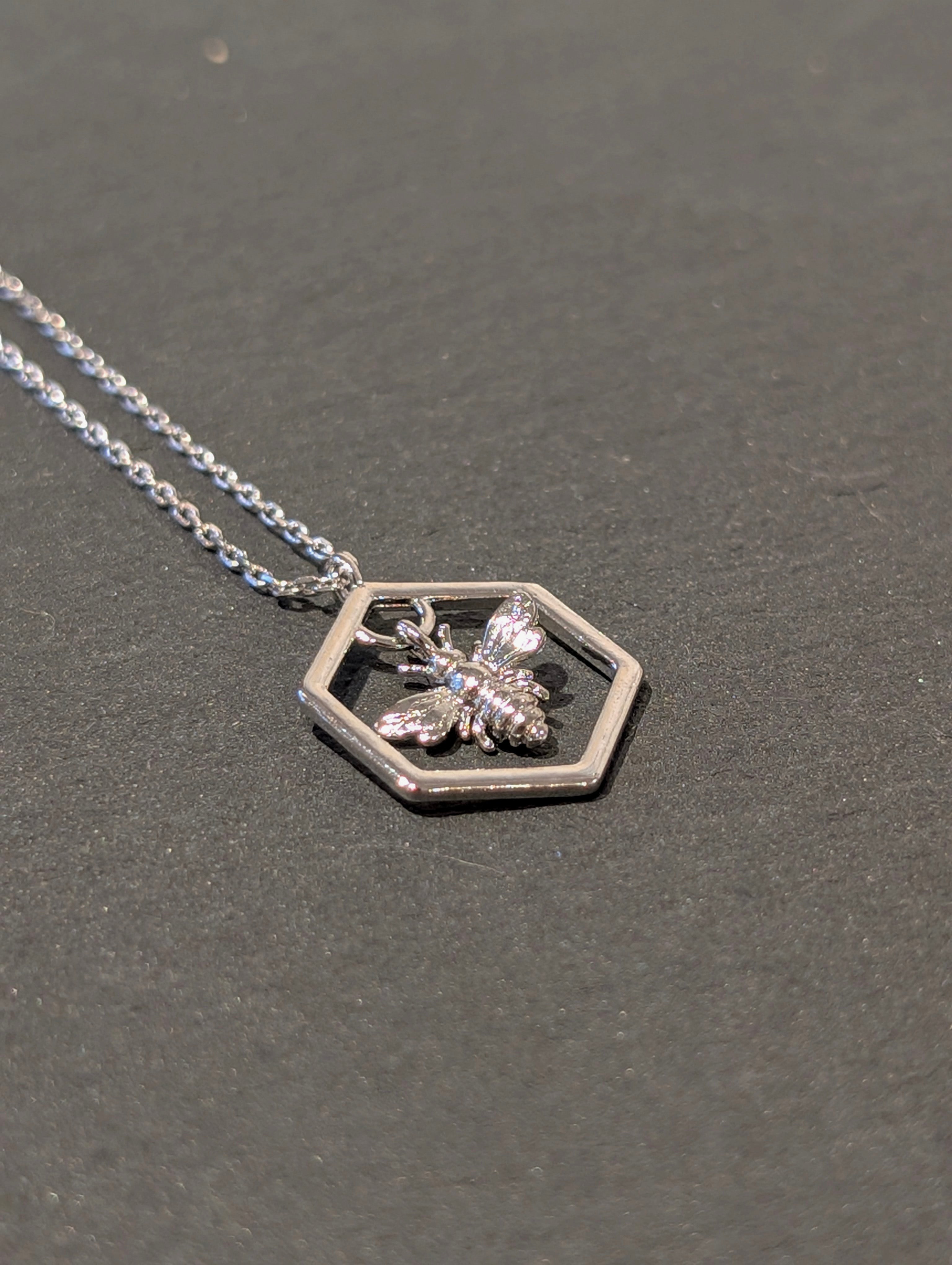 Hexagon Bee Pendant