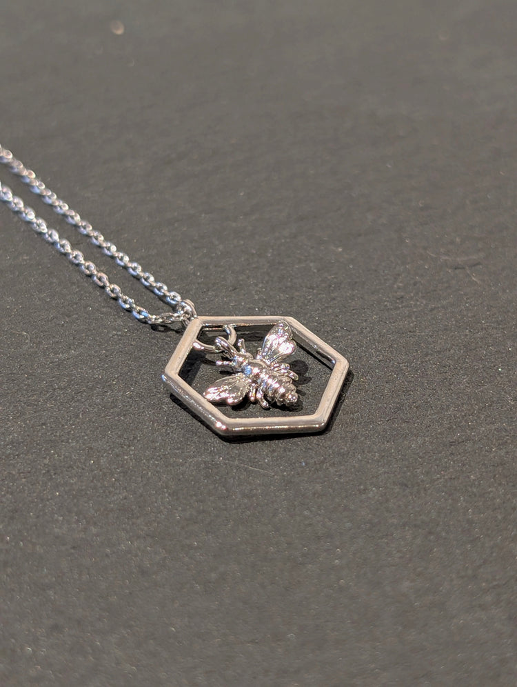 Hexagon Bee Pendant