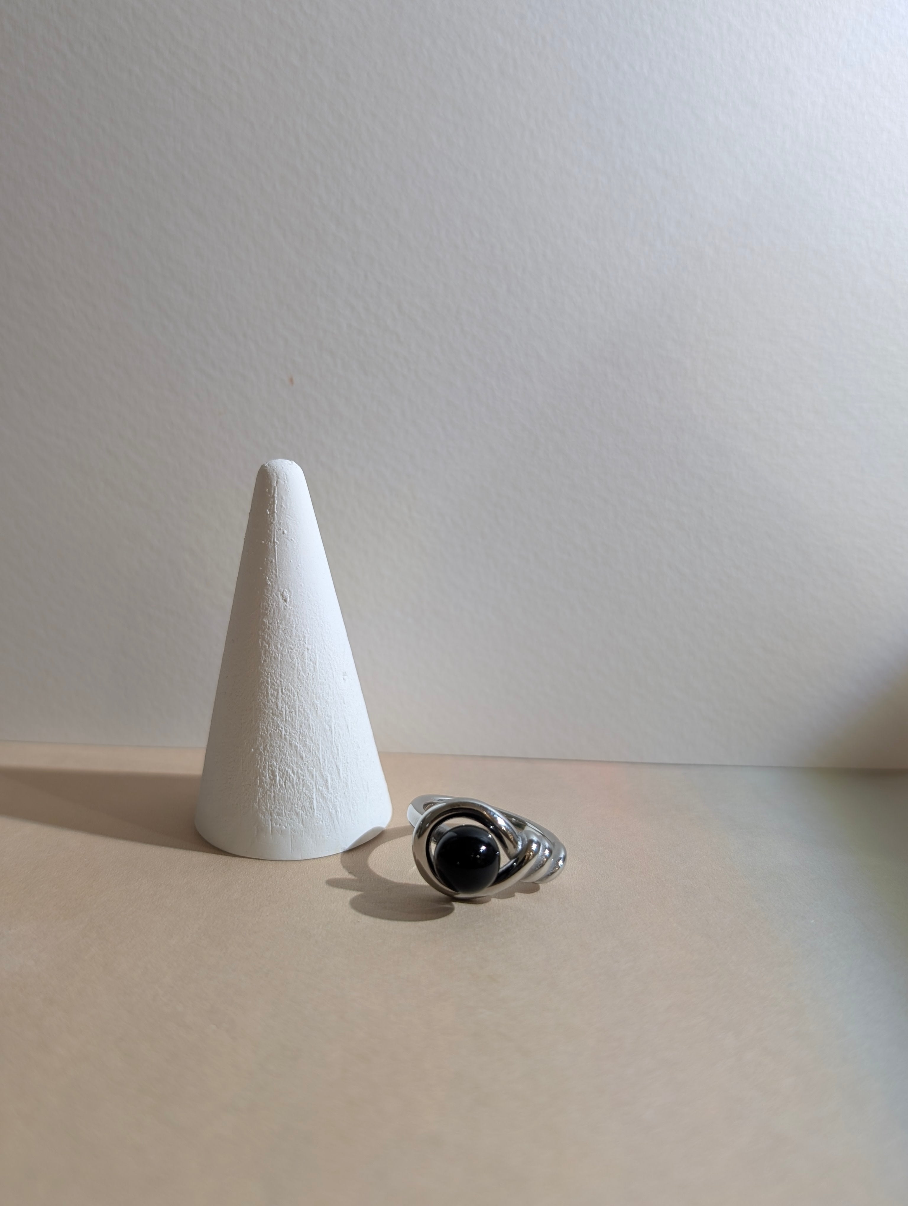 Stainless steel faux onyx ring