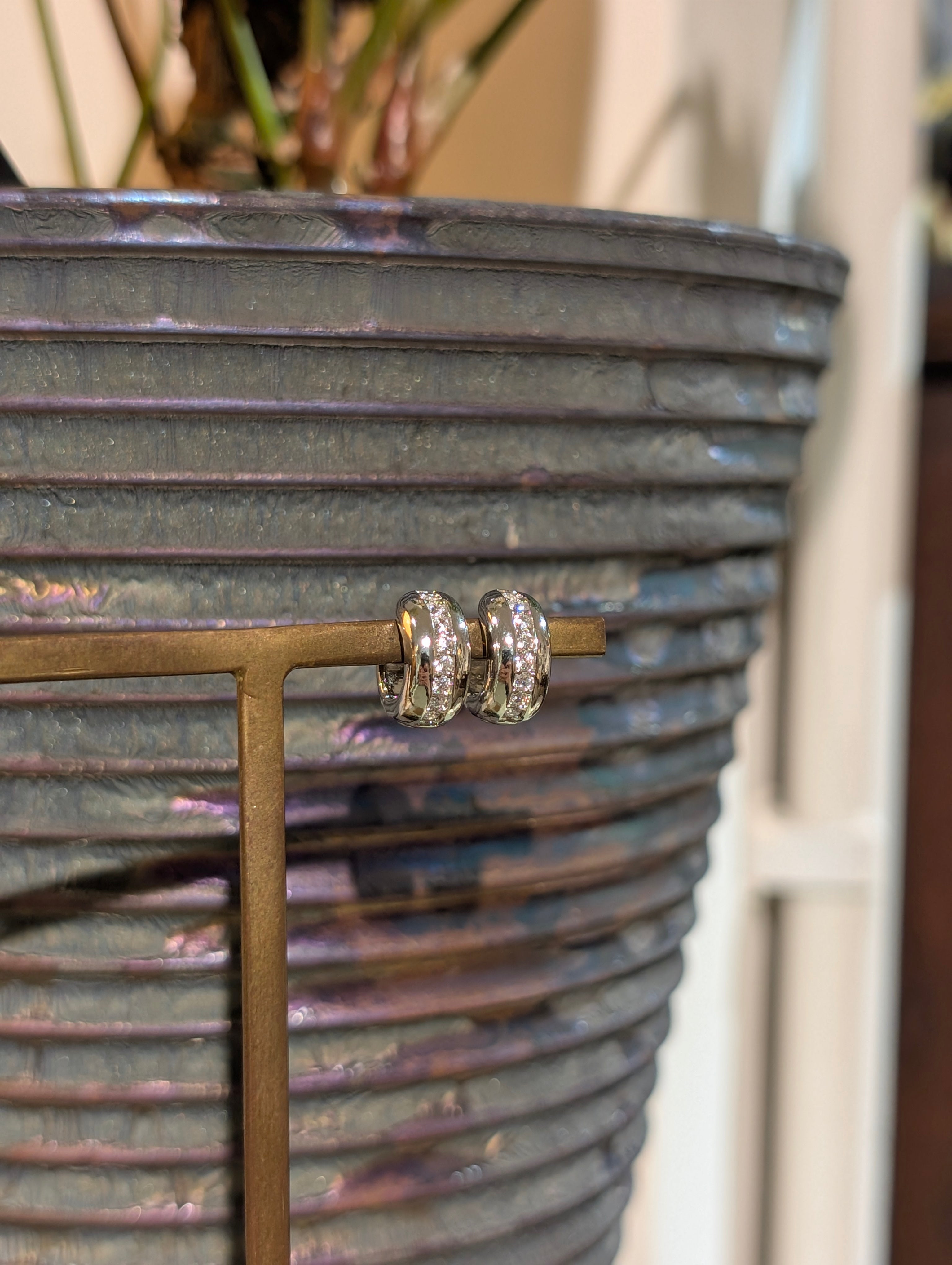 Mini Huggie hoop brass earrings