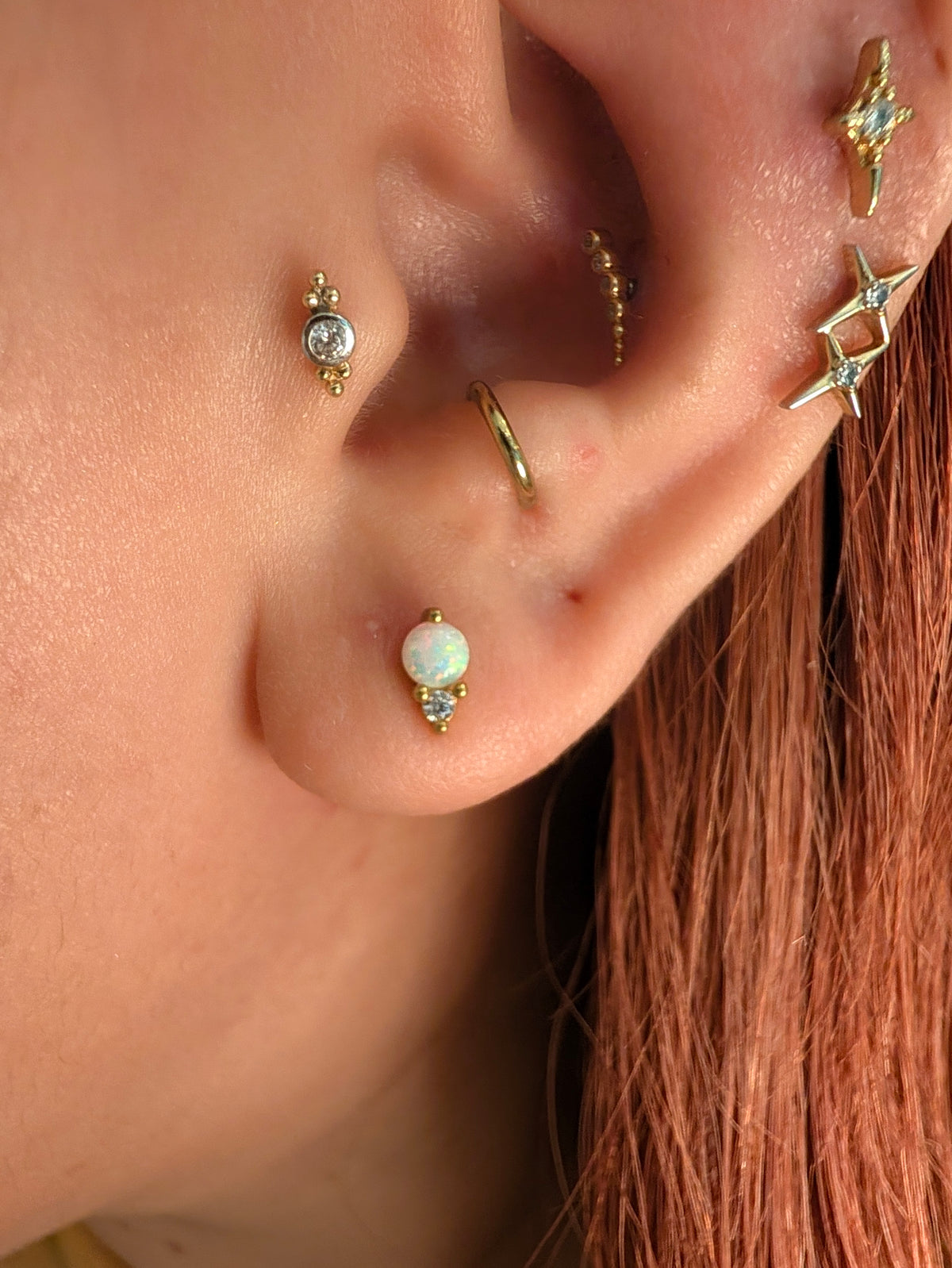 Opal CZ round surgical steel stud Piercing (1pc)