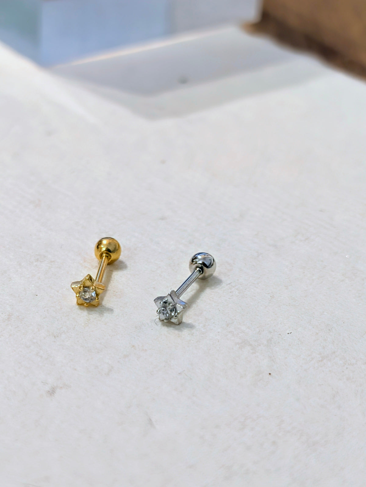 Mini star cz 925 Silver Earring Piercing (1pc)