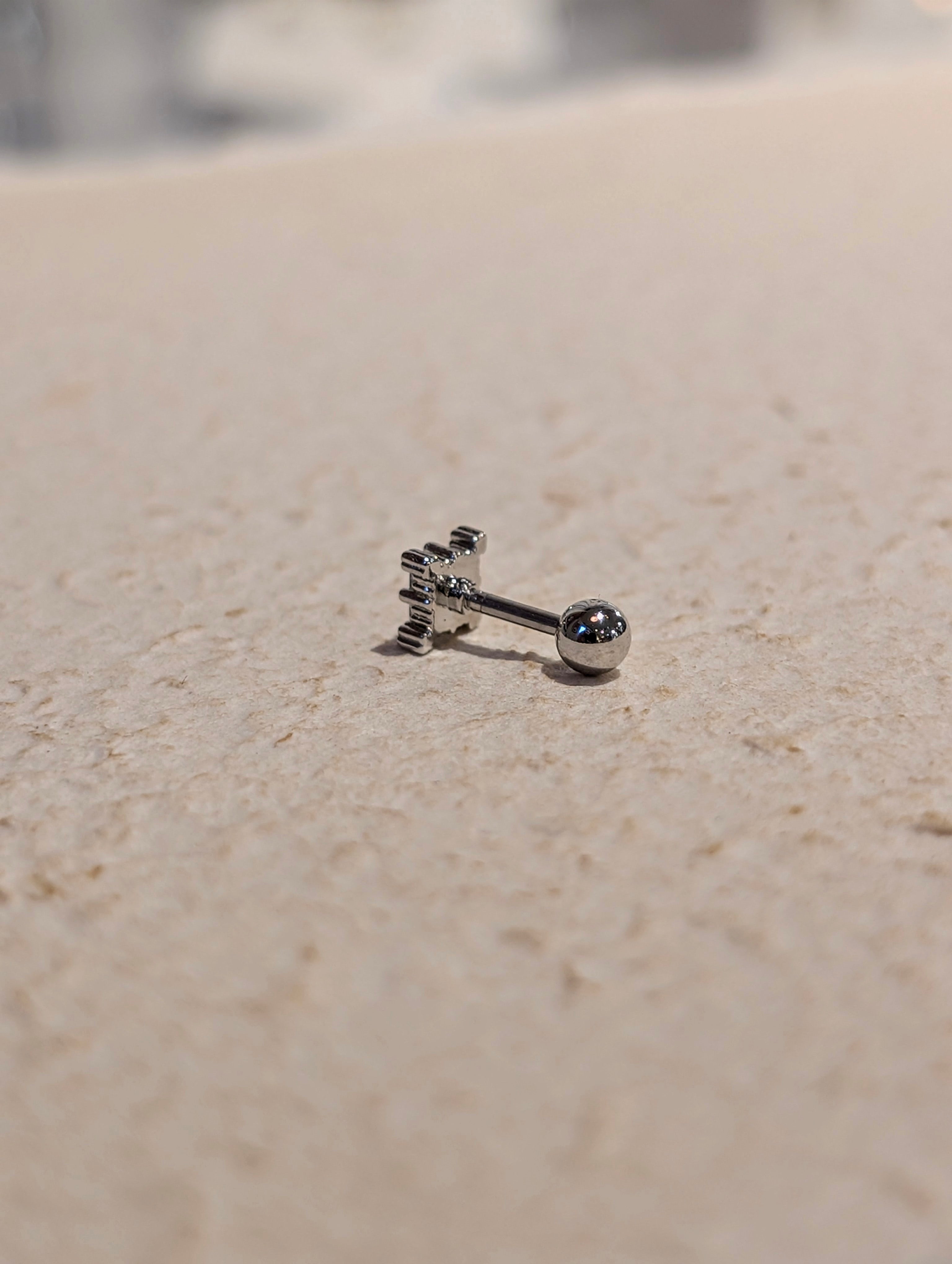 Square cz surgical steel stud piercing (1pc)