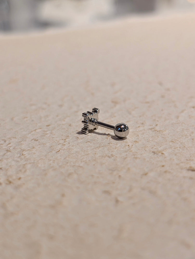 Square cz surgical steel stud piercing (1pc)
