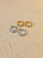 Wavelet CZ Hinged Hoop Earrings