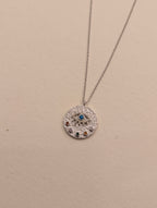 Eye rainbow stud brass necklace