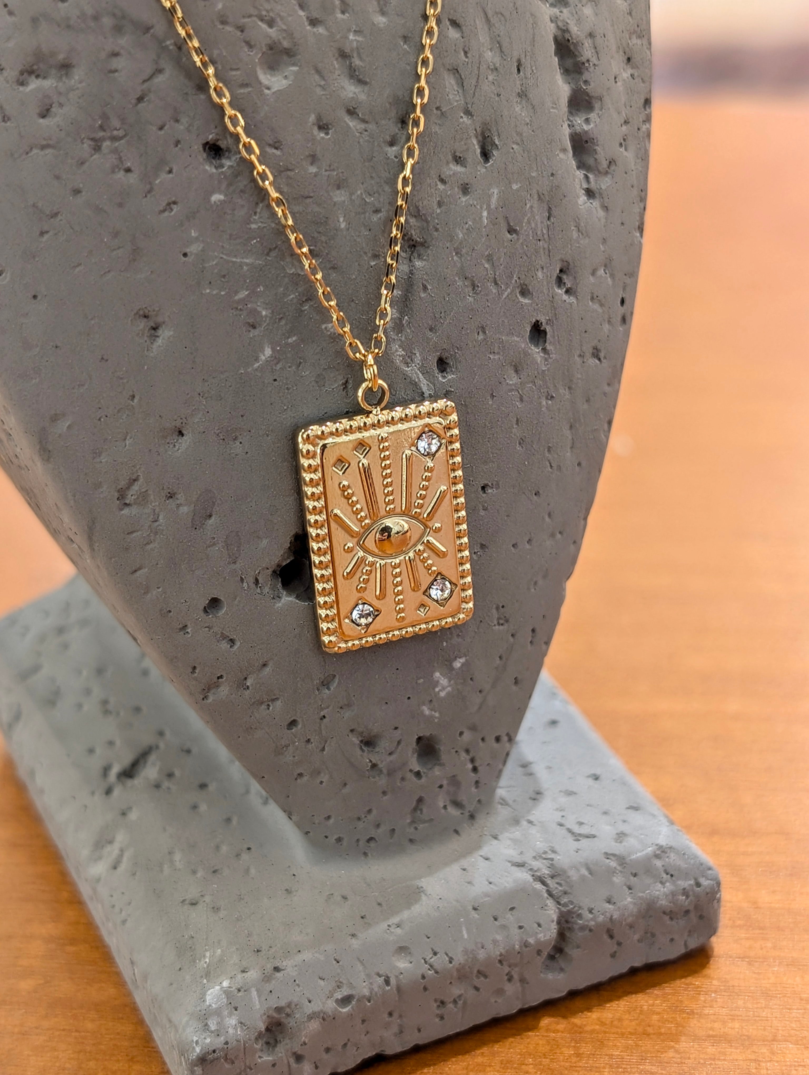 Solstice Eye Pendant Stainless Steel Necklace