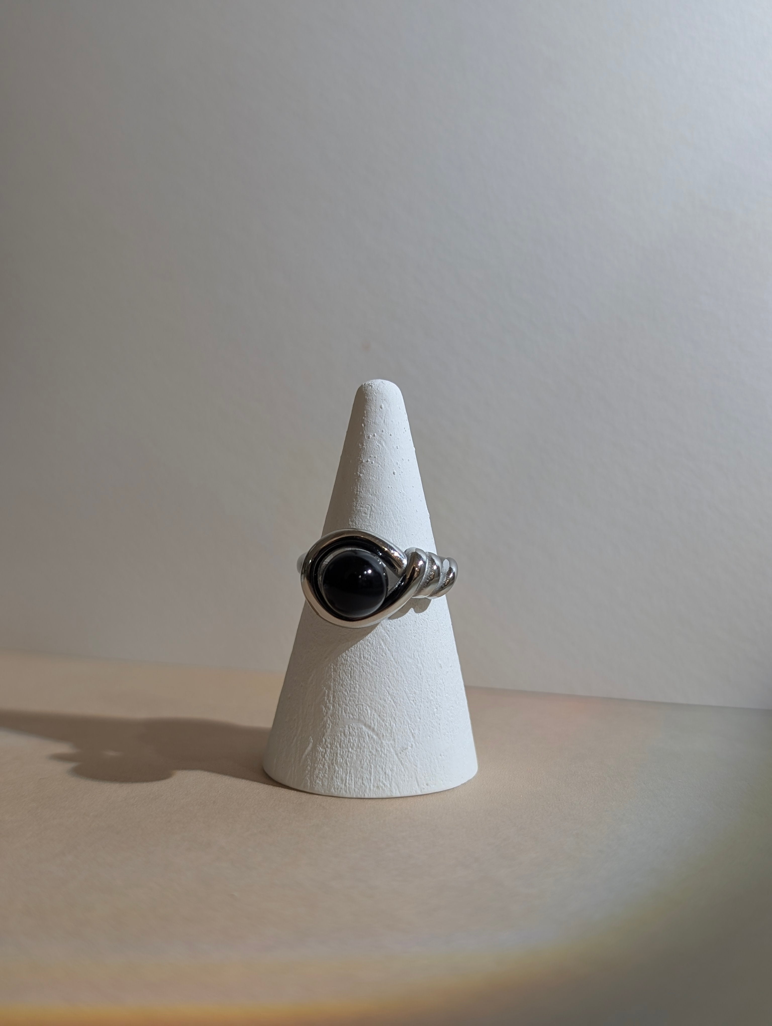 Stainless steel faux onyx ring