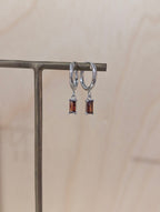 Stainless steel hoop drop cz earrings