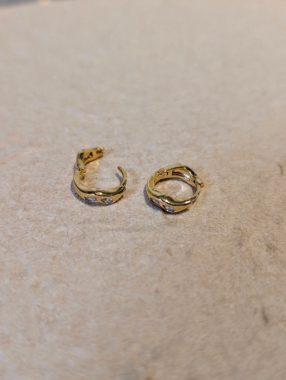 Wavelet CZ Hinged Hoop Earrings