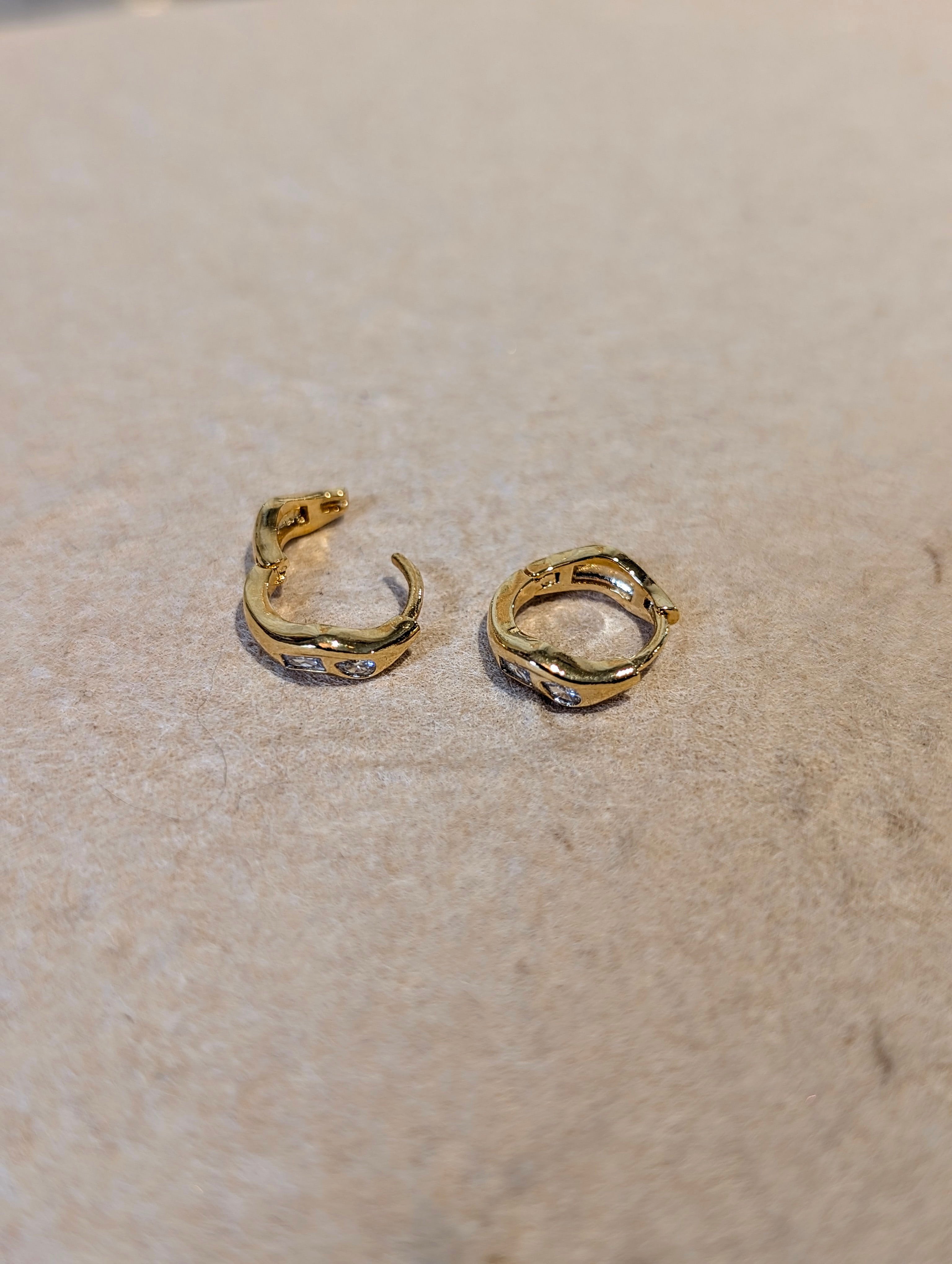 Wavelet CZ Hinged Hoop Earrings