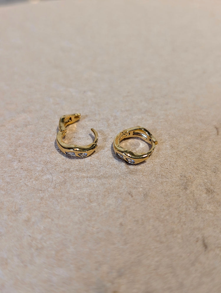 Wavelet CZ Hinged Hoop Earrings
