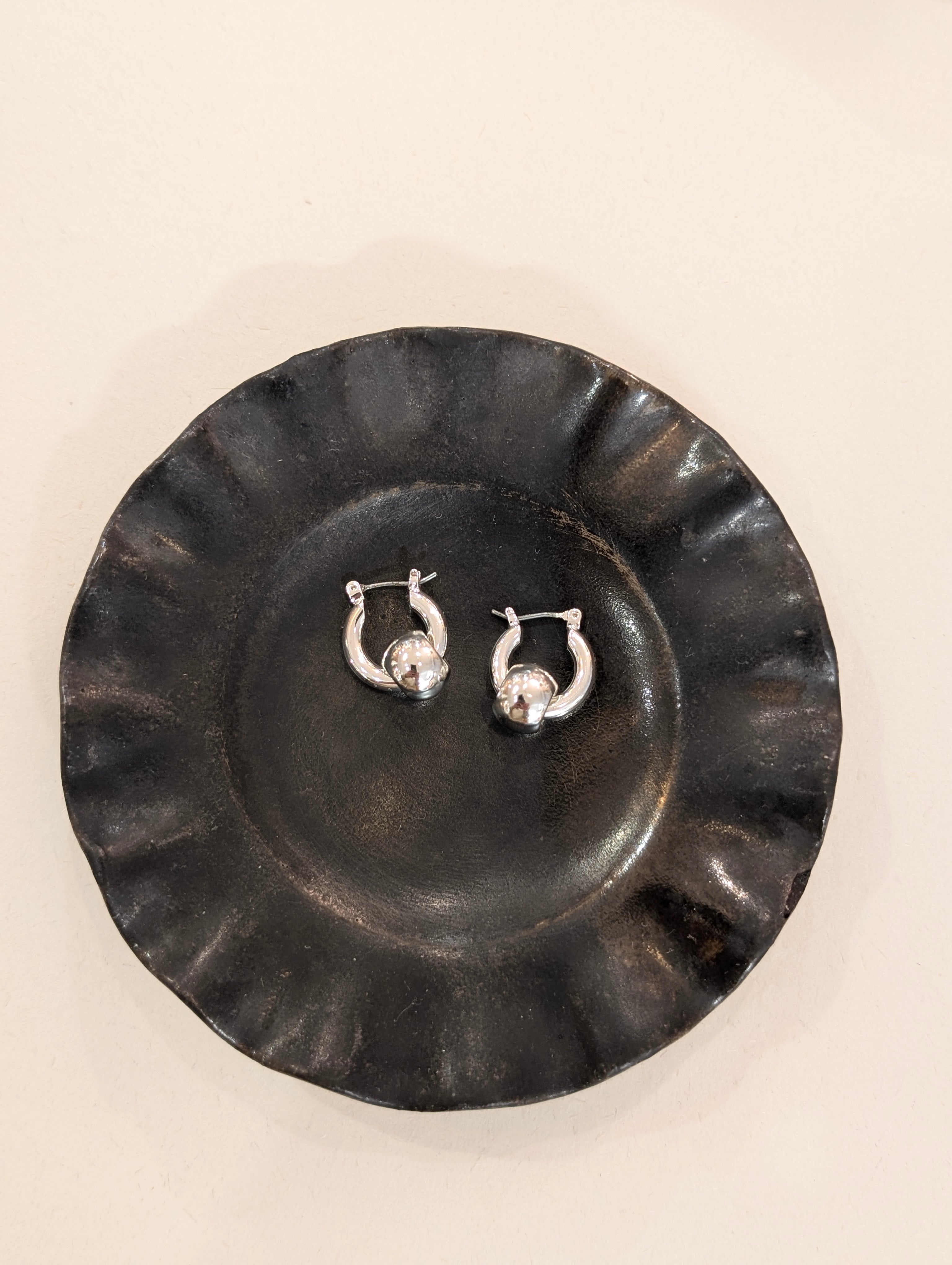 Brass hoop interlock earrings