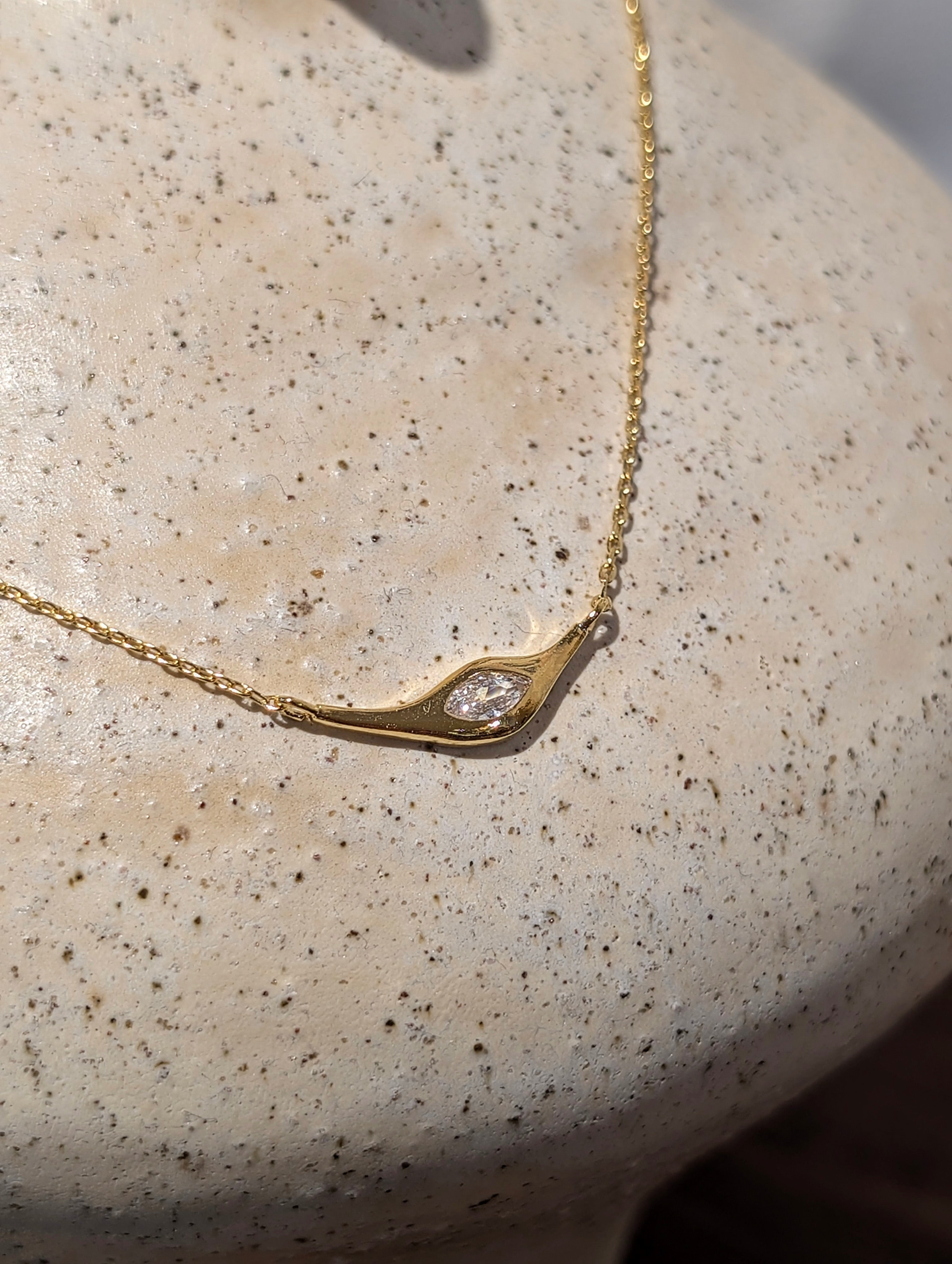 Linear Marquise Pendant Necklace