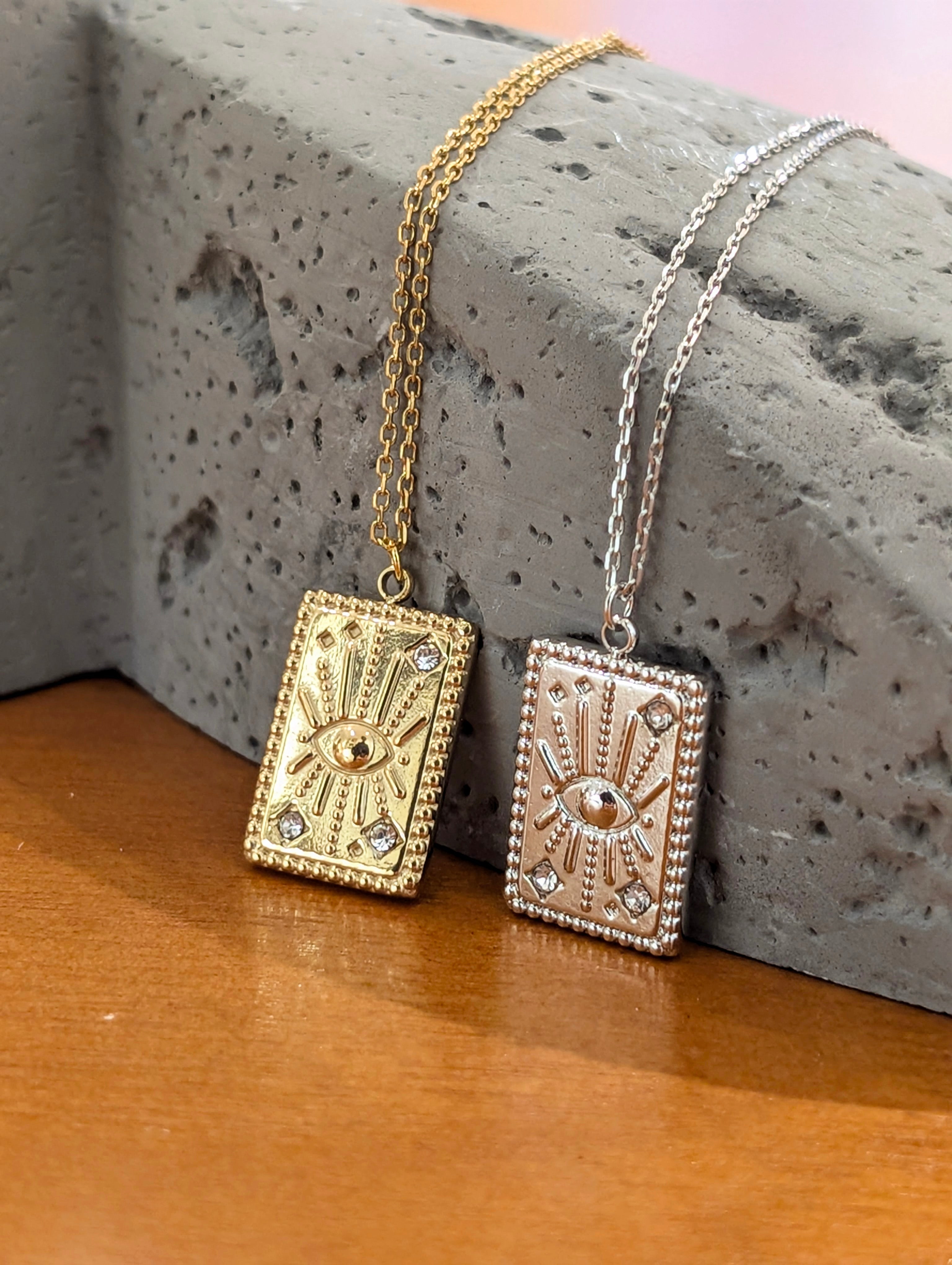 Solstice Eye Pendant Stainless Steel Necklace