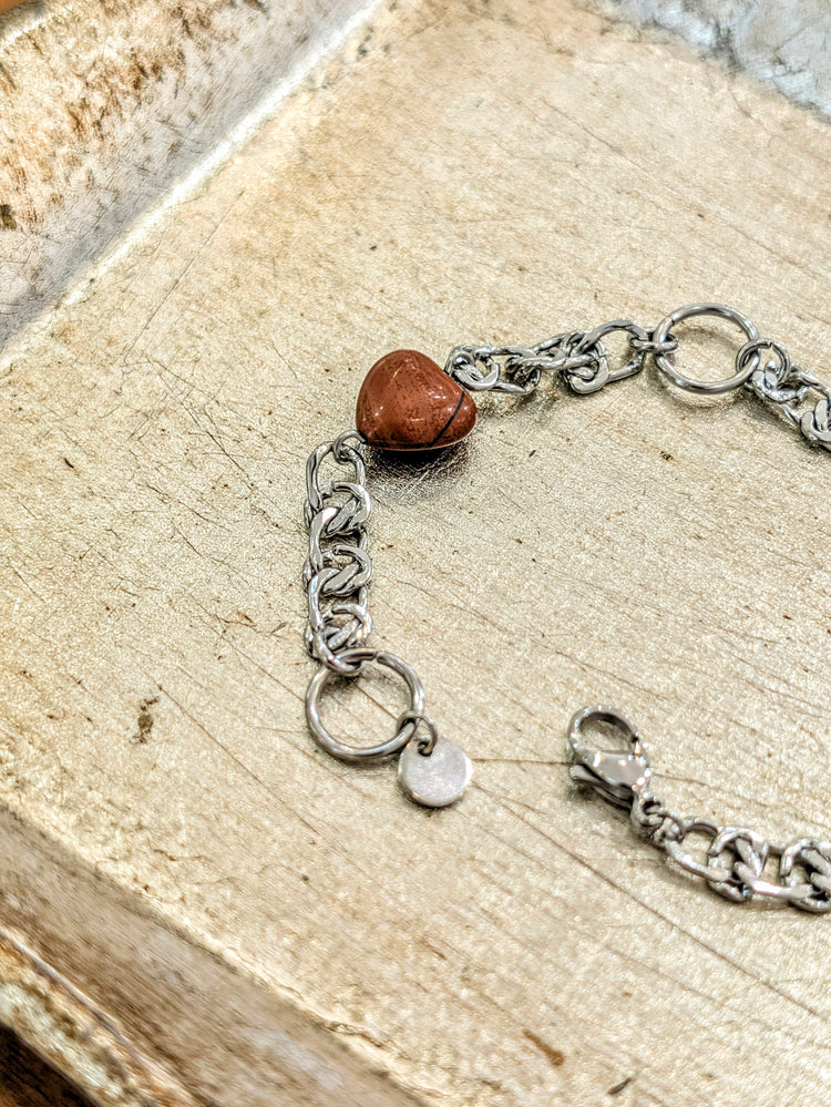 Heart & pearl stainless steel bracelet