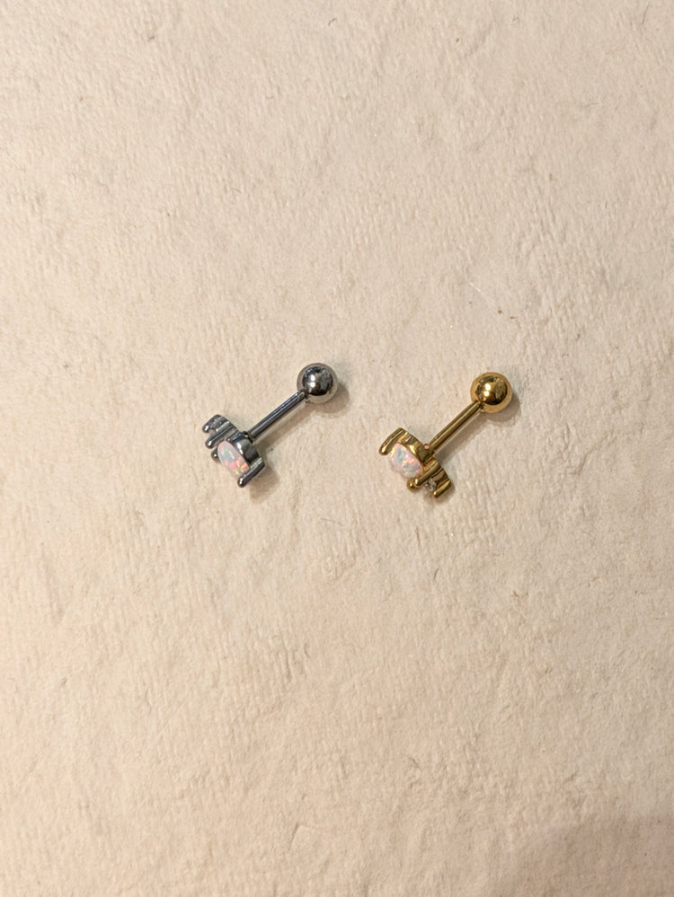 Opal CZ round surgical steel stud Piercing (1pc)