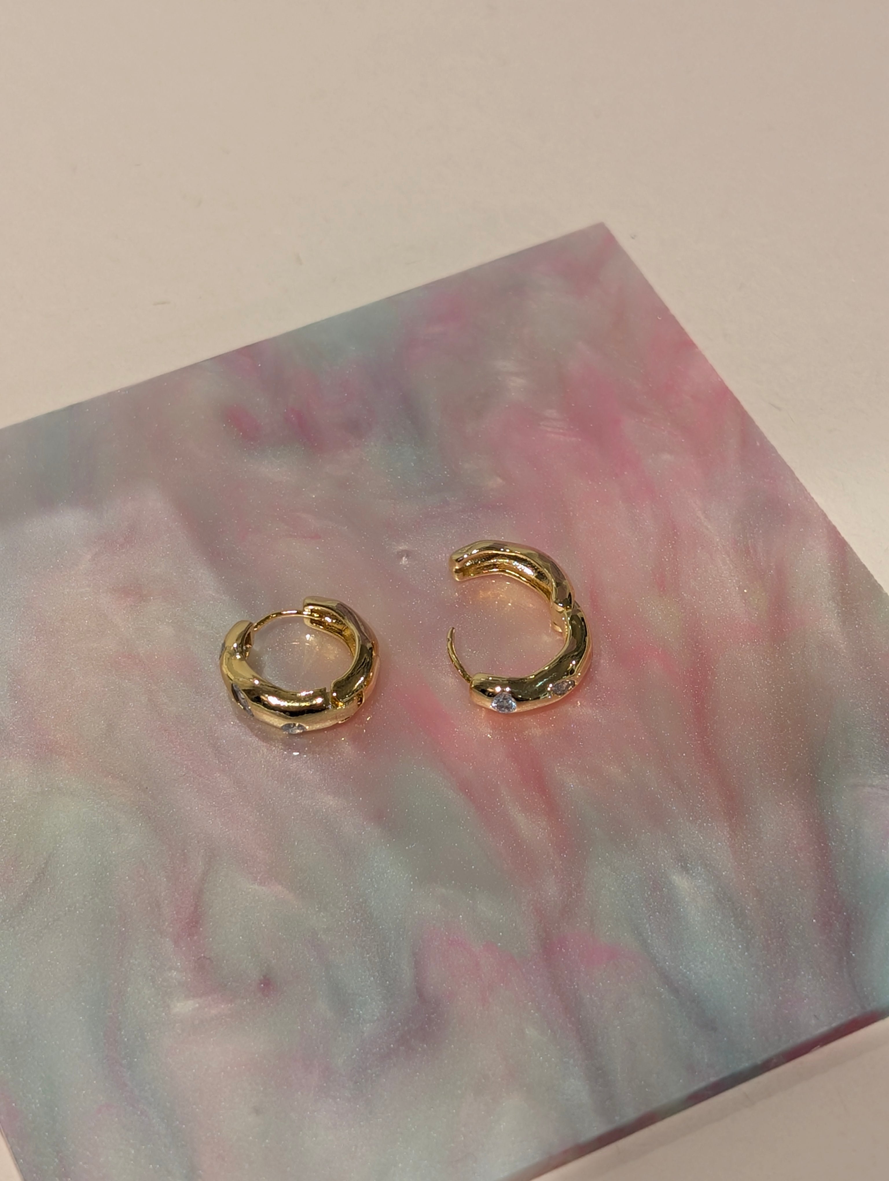 Glacier Wave Brass Hoop Earrings
