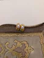 Pearl vintage style brass earrings