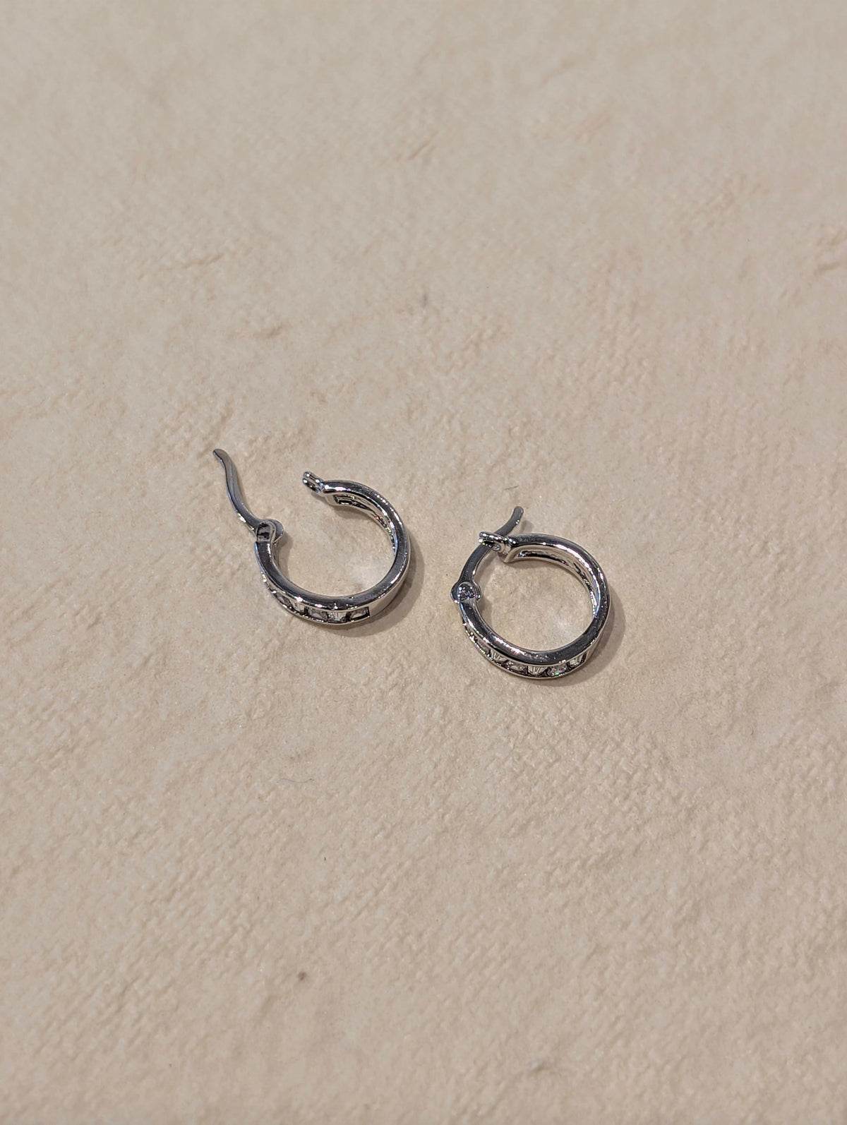 Rectangular CZ Hinged Hoop Earrings