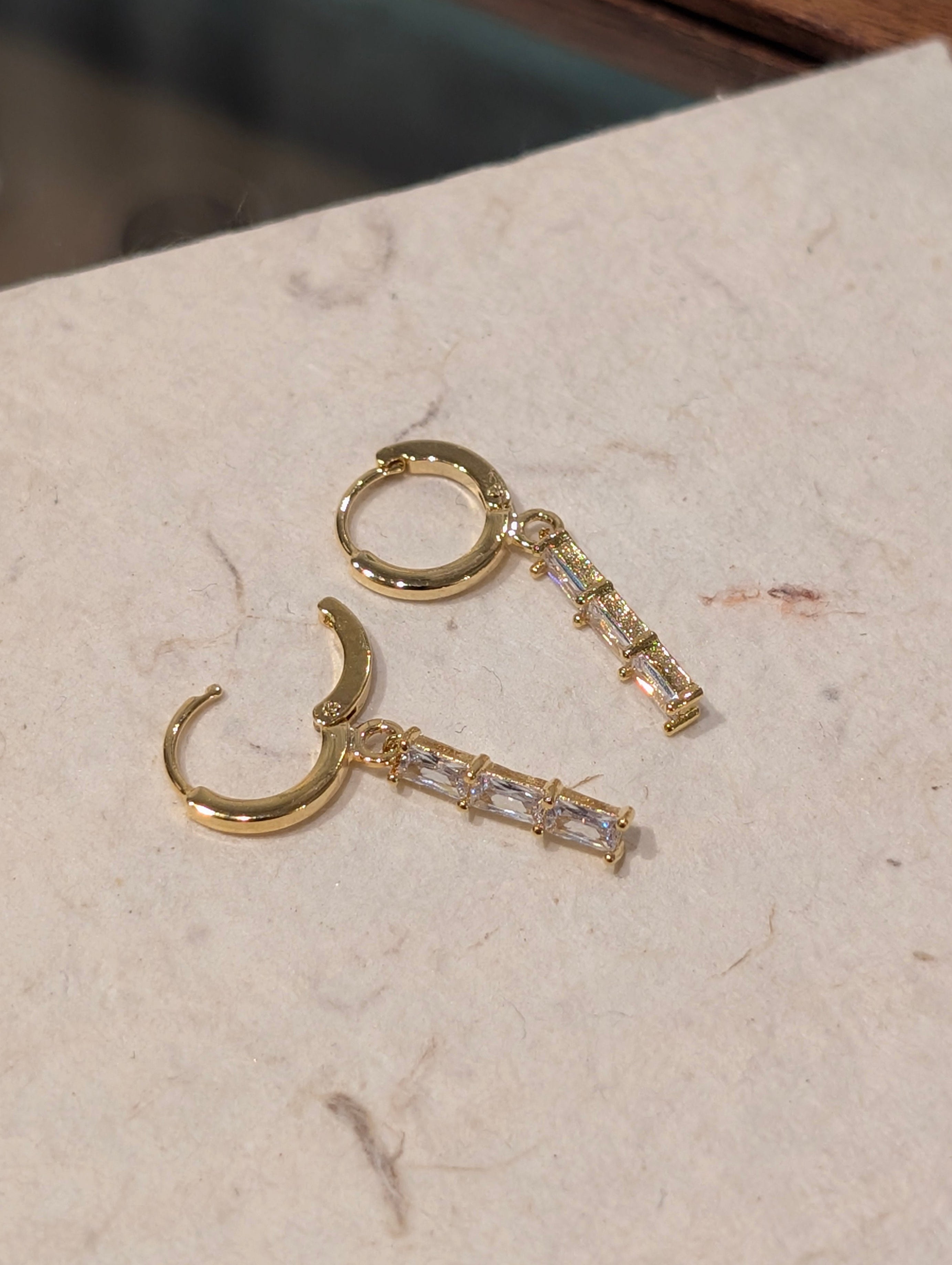Triple Baguette CZ Earrings