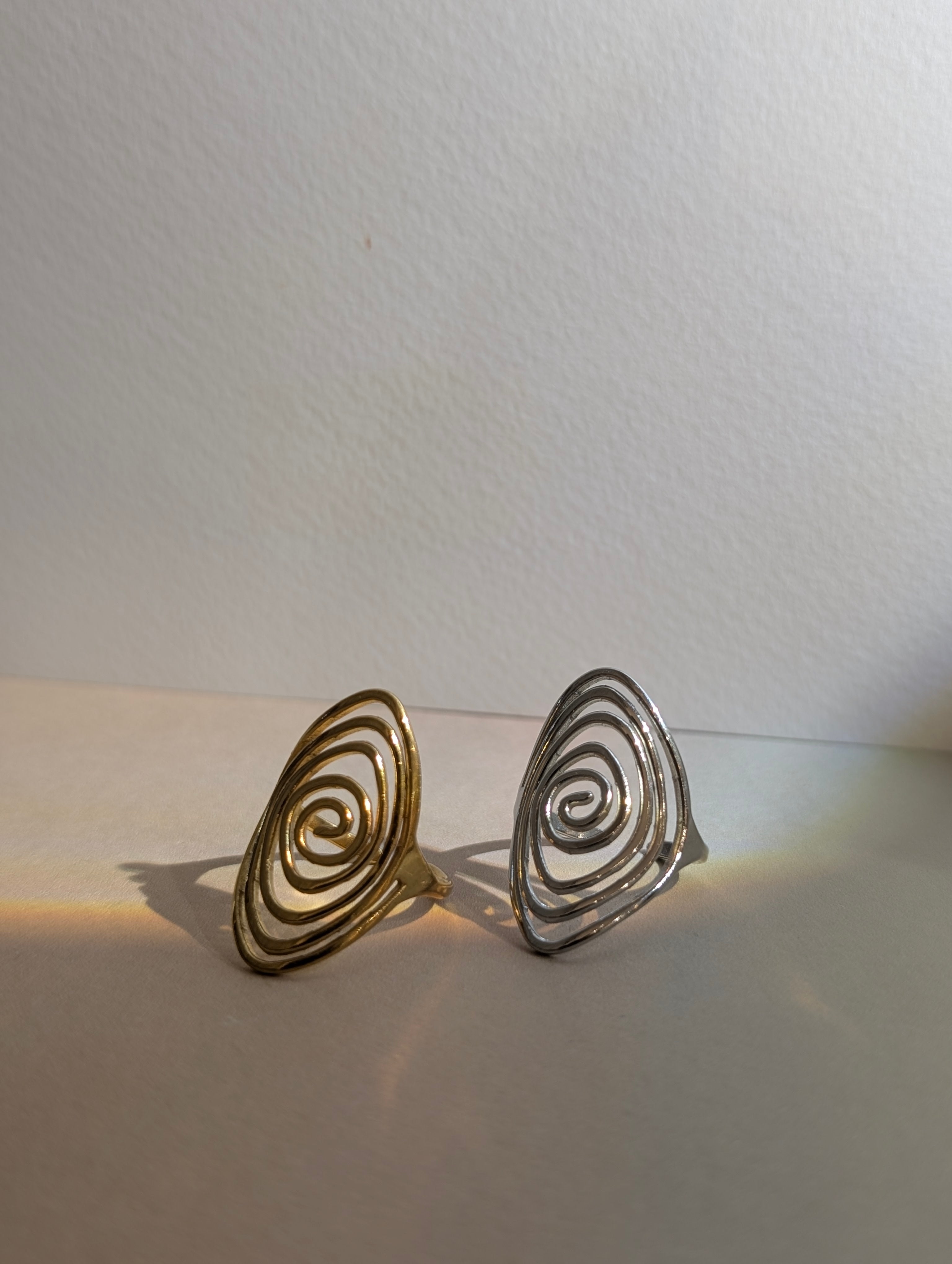 Oval spiral stainless steel ring