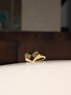 Striped heart stainless steel ring