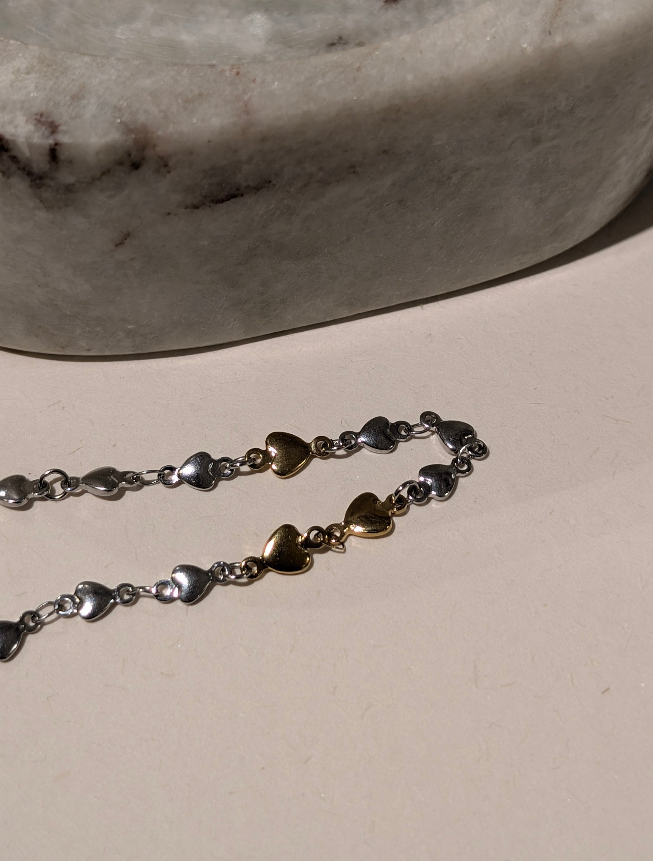Two-Tone Heart Stainless Steel Bracelet