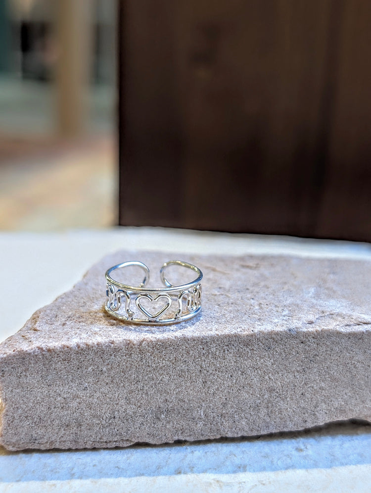 Outline Heart Band 925 Silver Ring