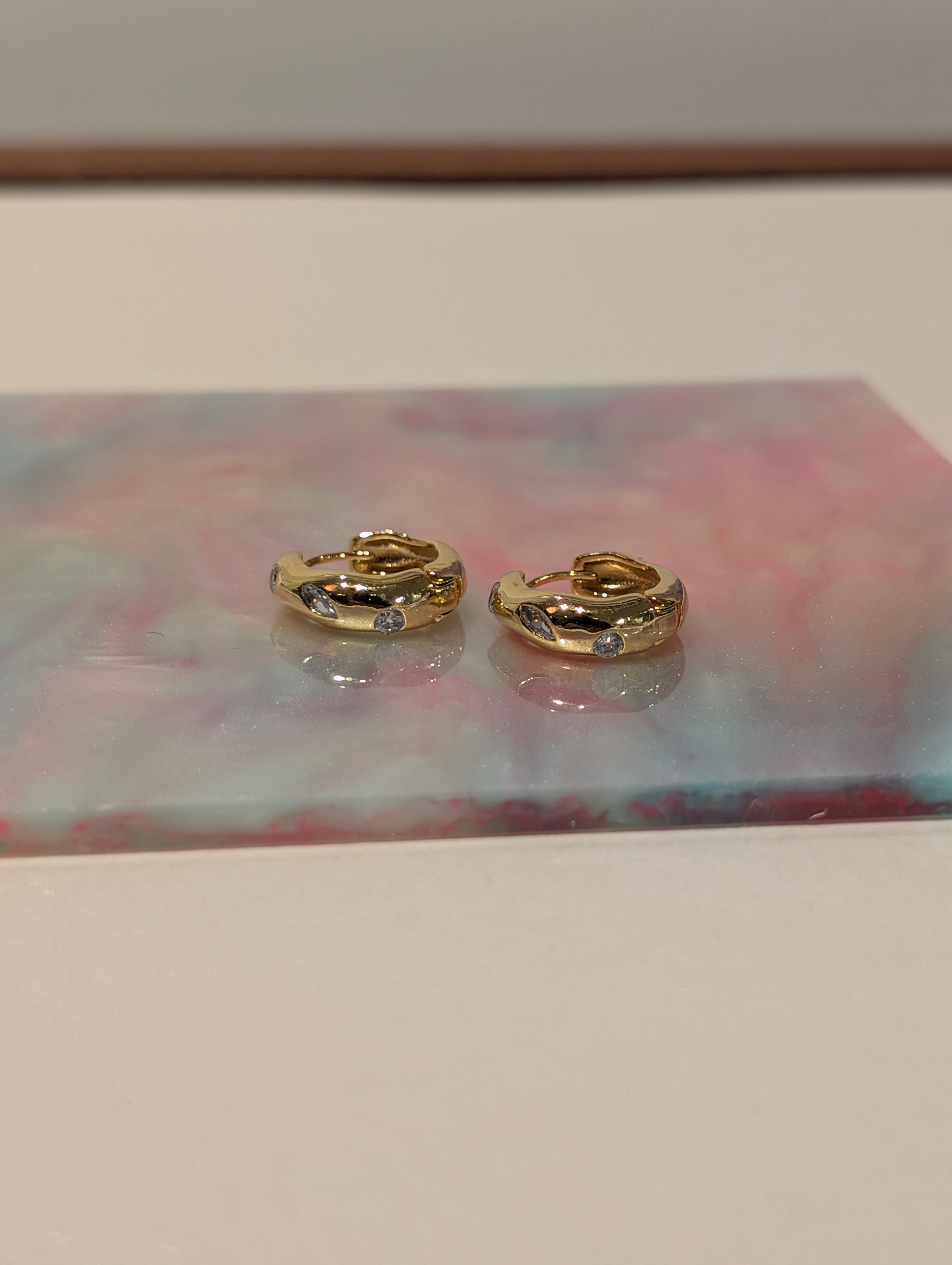 Glacier Wave Brass Hoop Earrings